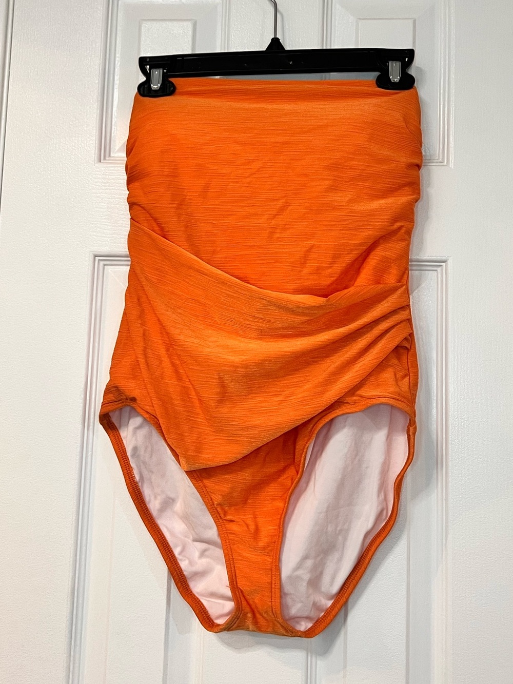 Tommy Bahama Women's 14 Orange Strapless Bandeau One Piece Swim Suit Ruched NWOT